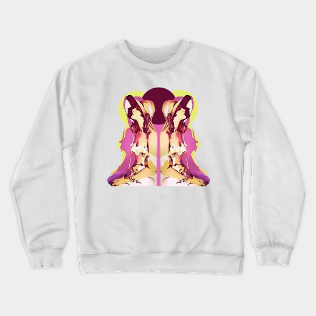 Girl sitting wearing hat Crewneck Sweatshirt by Marccelus